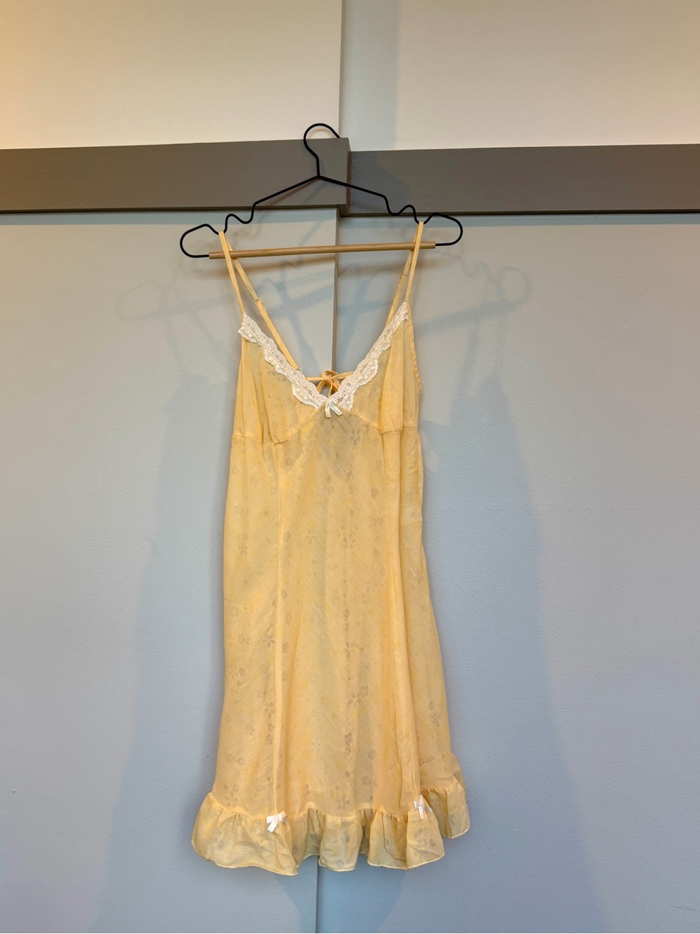 Vintage Cottagecore Yellow Floral Babydoll Slip Dress 🌼